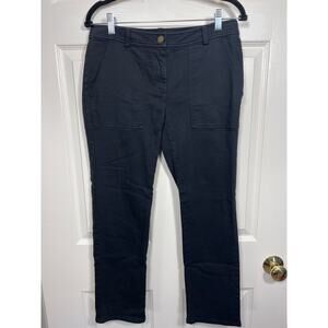 Eileen Fisher 8 Petite Organic Cotton Front Patch Pocket Tapered Leg Pants Black